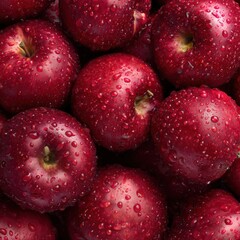 Fresh Red Apples with Water Droplets - Vibrant Fruit Close-Up