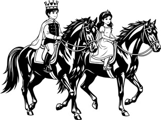 Prince and Princess Riding Horses