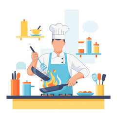 Celebrity Chef Cooking Show Illustration
