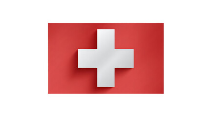 Fototapeta premium Red flag with white cross. Simple graphic
