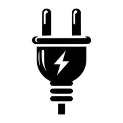Obraz premium electric plug black vector icon with transparent background 