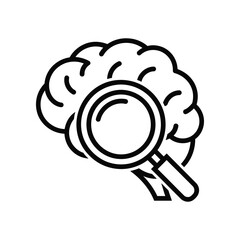 Mindful Insights: A conceptual illustration of a brain being examined by a magnifying glass, symbolizing exploration, knowledge, and understanding of the mind's complex function. 