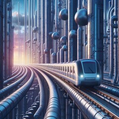 A monorail running along pipes that sound deep organ notes as it