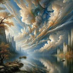 A painting that only reveals details when submerged in water