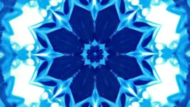 Abstract Blue and White Kaleidoscope Pattern
