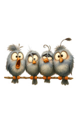 Fototapeta premium Cute Cartoon Birds with Funny Expressions