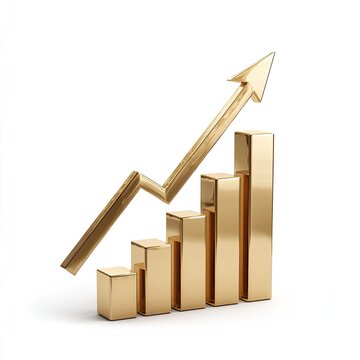 Gold bar chart with upward trend