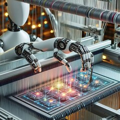 A robot assisted loom weaving textiles with conductive threads f