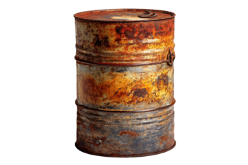 Rusty metal oil drum