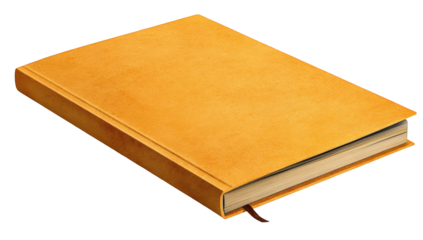 A light orange book, angled
