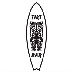 Tiki Bar Surfboard Design Silhouette