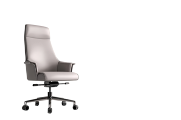 Light gray office chair, 3/4 view
