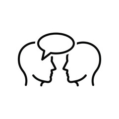 Dialogue of Minds: A simplistic yet potent illustration that captures the essence of interpersonal communication through minimal lines. conveying the art of dialogue and exchange of ideas.