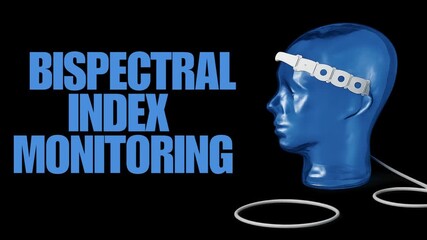 HD footage of BIS monitoring headband on mannequin with EEG sensors and cable, symbolizing anesthesia depth tracking, brain activity, and surgical awareness