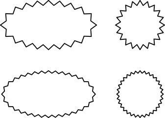 Set of sale sticker, price tag, starburst, sunburst badges, quality mark, sunburst badges, retro stars. Wavy edge. Star burst shape. Promo stickers with star edges. Sale or discount. Vector or PNG .