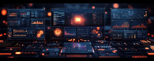 Data visualization dashboard with interactive graphs and analytic charts