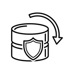 Database Protection Icon: A graphic depiction of a data storage unit shielded by a protective emblem, signifying data security and backup in a world dependent on information management.