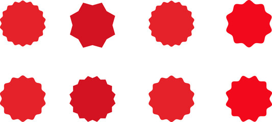 Set of sale sticker, price tag, starburst, sunburst badges, quality mark, sunburst badges, retro stars. Wavy edge. Star burst shape. Promo stickers with star edges. Sale or discount. Vector or PNG .