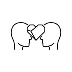 Connection of Hearts: An intimate connection, represented by interconnected human heads. A faceted heart is symbolic of deep understanding and love.