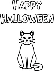 Naklejka premium Happy halloween with cute cat, perfect for greeting cards, invitations, and decorations