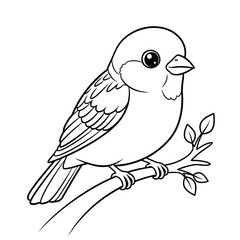 Obraz premium Cheerful Anime Style African Sparrow Coloring Page for Kids Detailed Bird Line Art