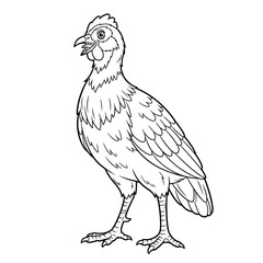 Fototapeta premium Whimsical Anime Style African Spurfowl Coloring Page Kids Detailed Bird Line Art