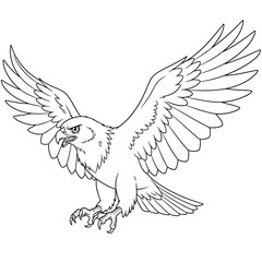 Fototapeta premium Regal Anime Style African Tawny Eagle Coloring Page Outline Fun Educational Bird Activity