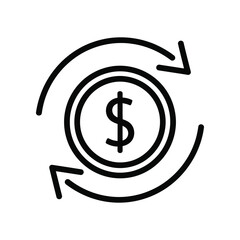 Financial Flow Icon: A stylized icon of a dollar coin with arrows, representing the continuous cycle of financial exchange and investment.