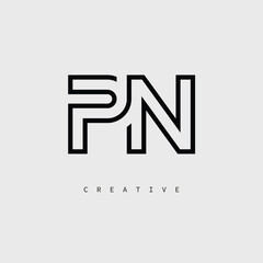 PN Creative Letter Logo – Minimal Line Monogram in Black Outline for Modern Branding Identity Design.