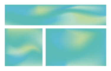 Abstract Vector Illustration Set Of Yellowish Green And Blue Gradient Blend Background. 