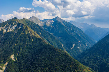 Fototapeta premium Rioumajou Valley Dominated by Lustou Peak from Pla d’Adet Ski Resort in Saint-Lary-Soulan in Summer