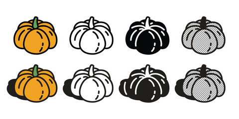 pumpkin icon Halloween vector logo symbol half tone doodle cartoon character illustration design clip art