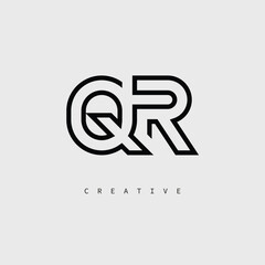 QR Creative Letter Logo – Minimal Line Monogram in Black Outline for Modern Branding Identity Design.