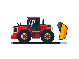 Fototapeta premium Illustration of a Red Front-End Loader with Detached Yellow Shovel