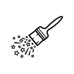 Fototapeta premium Creative Brush Strokes: This illustration depicts a whimsical paintbrush, leaving a trail of twinkling stars, hinting at artistic creation, imaginative expression.