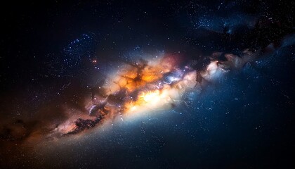 Stunning cosmic view of a vibrant galaxy with swirling colors and distant stars in space