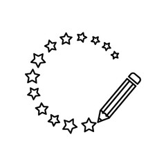 Starry Inspiration: A pencil traces a dazzling trail of stars, embodying the concept of creation, creativity, and the pursuit of dreams, all set against a clean, minimalist backdrop.