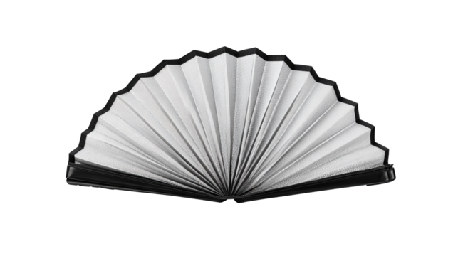 An unfolded windshield sunshade showing metallic reflection, accordion design, and clean edging, isolated on transparent background.
