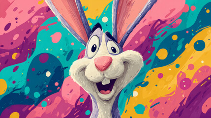 Funny Cartoon Rabbit with Big Ears Wallpaper