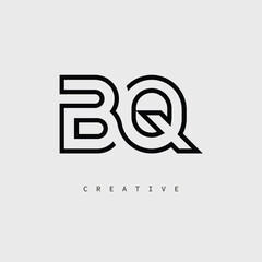 BQ Creative Letter Logo – Minimal Line Monogram in Black Outline for Modern Branding Identity Design.