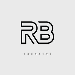 RB Creative Letter Logo – Minimal Line Monogram in Black Outline for Modern Branding Identity Design.