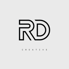 RD Creative Letter Logo – Minimal Line Monogram in Black Outline for Modern Branding Identity Design.