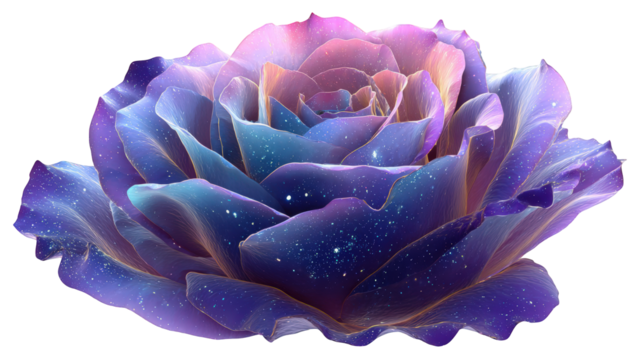 Vibrant, glowing rose with iridescent hues