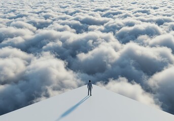 Man Standing on Edge Above a Sea of Clouds