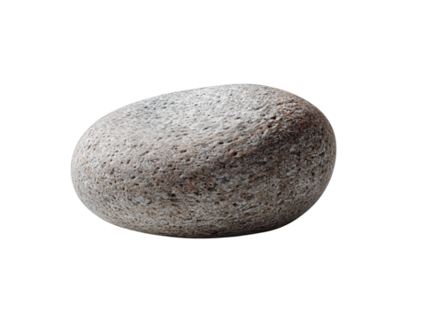 A smooth asymmetrical stone sculpture with clean contours and solid presence, isolated on transparent background.
