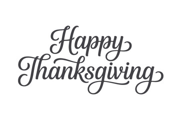 Happy thanksgiving script typography black and white