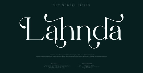 Lahnda Modern alphabet letters font logo. Typography luxury minimal lettering fonts decorative wedding vintage retro logos. vector illustration