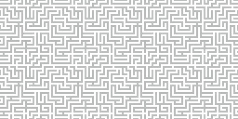 Minimalist Seamless Maze Pattern. A contemporary geometric vector background in shades of gray.