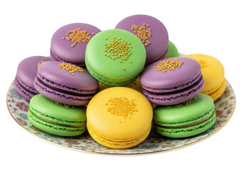 Obraz premium Colorful macarons delightful sweet pastry dessert treat arrangement isolated on transparent background