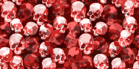 Blood-red skull-infused camo. Vector seamless background for your design.